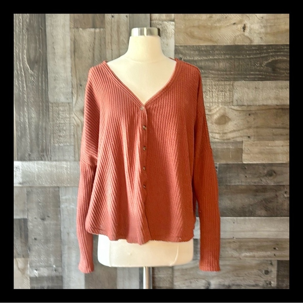 Urban Outfitters Out From Under brown waffle knit cardigan small oversized boho
